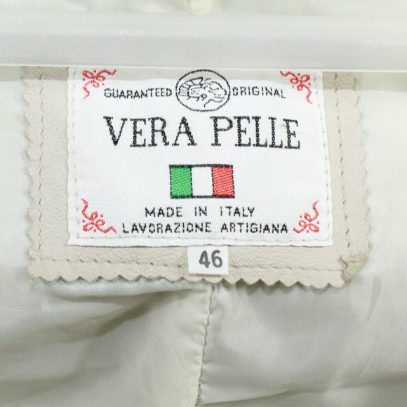 VERA PELLE Tan Leather Down Button with Collar Jacket Italy Made Size 46 - Picture 9 of 10